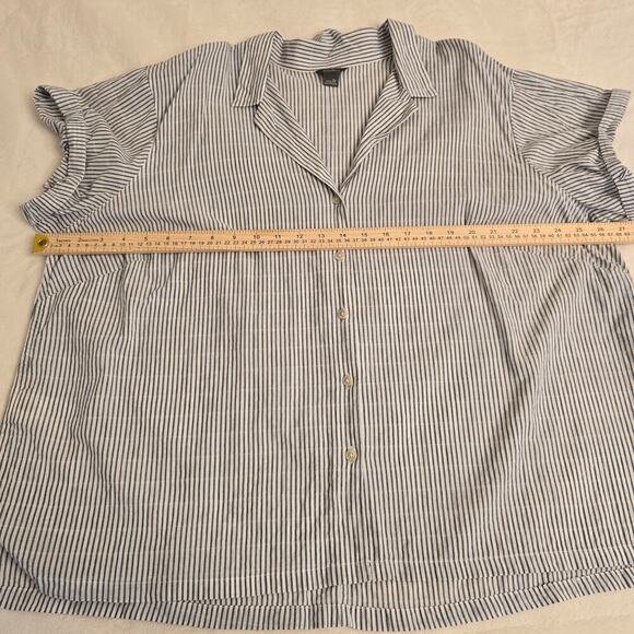 Eddie Bauer Women’s Plus Size 2X Gray Striped Cotton Shirt Coastal Resort Boho - Picture 4 of 7